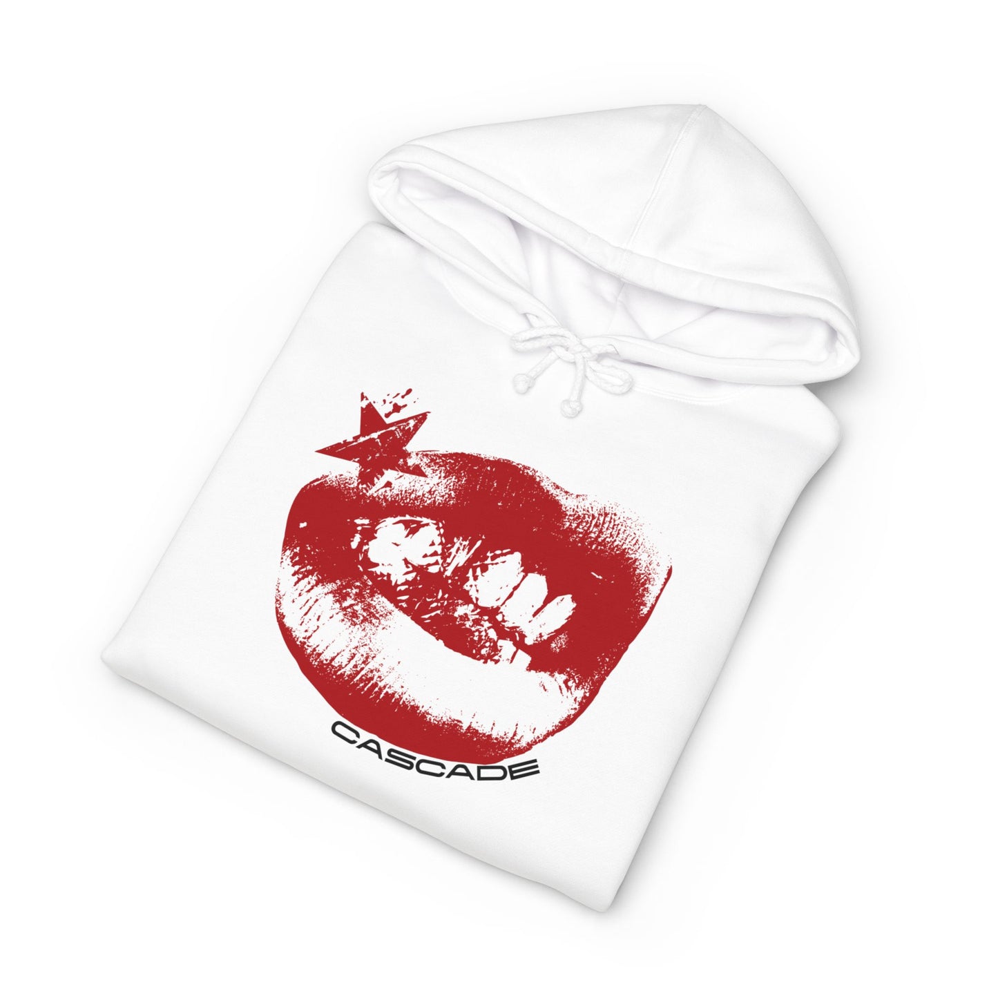 Red Lip Print Hoodie with Star Sleeve