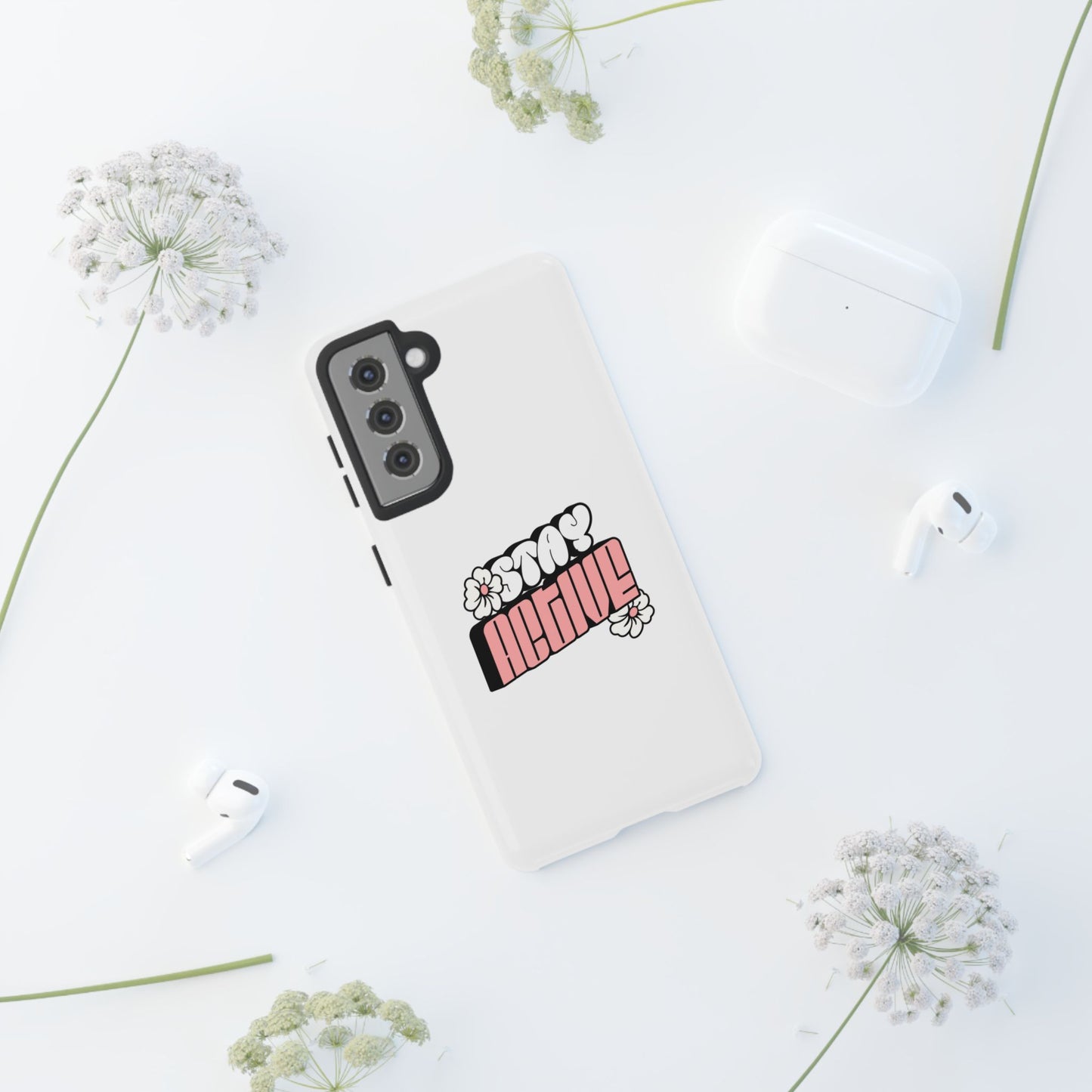 Stay Active Phone Case — Retro Pink Floral Tough Phone Cover