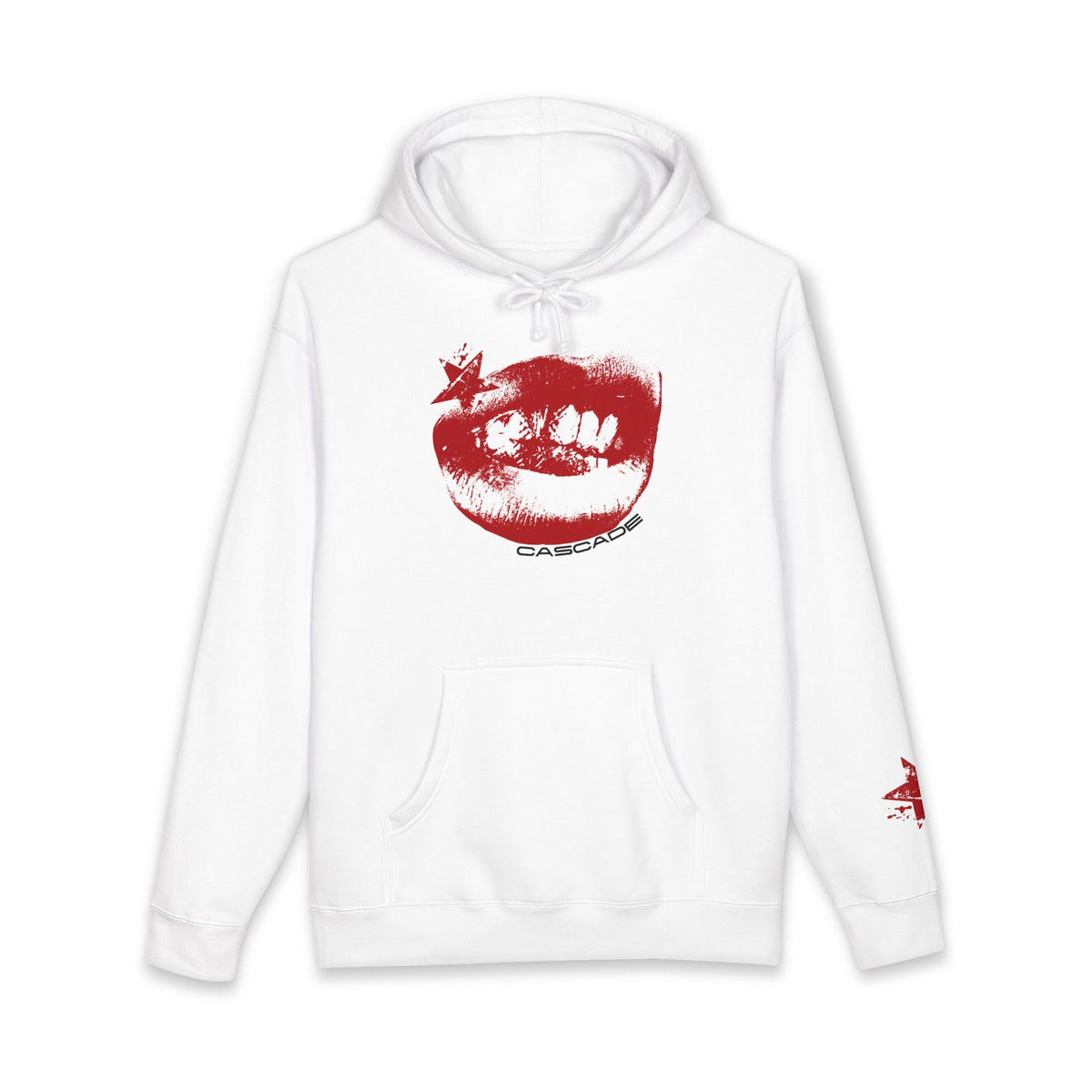 Red Lip Print Hoodie with Star Sleeve