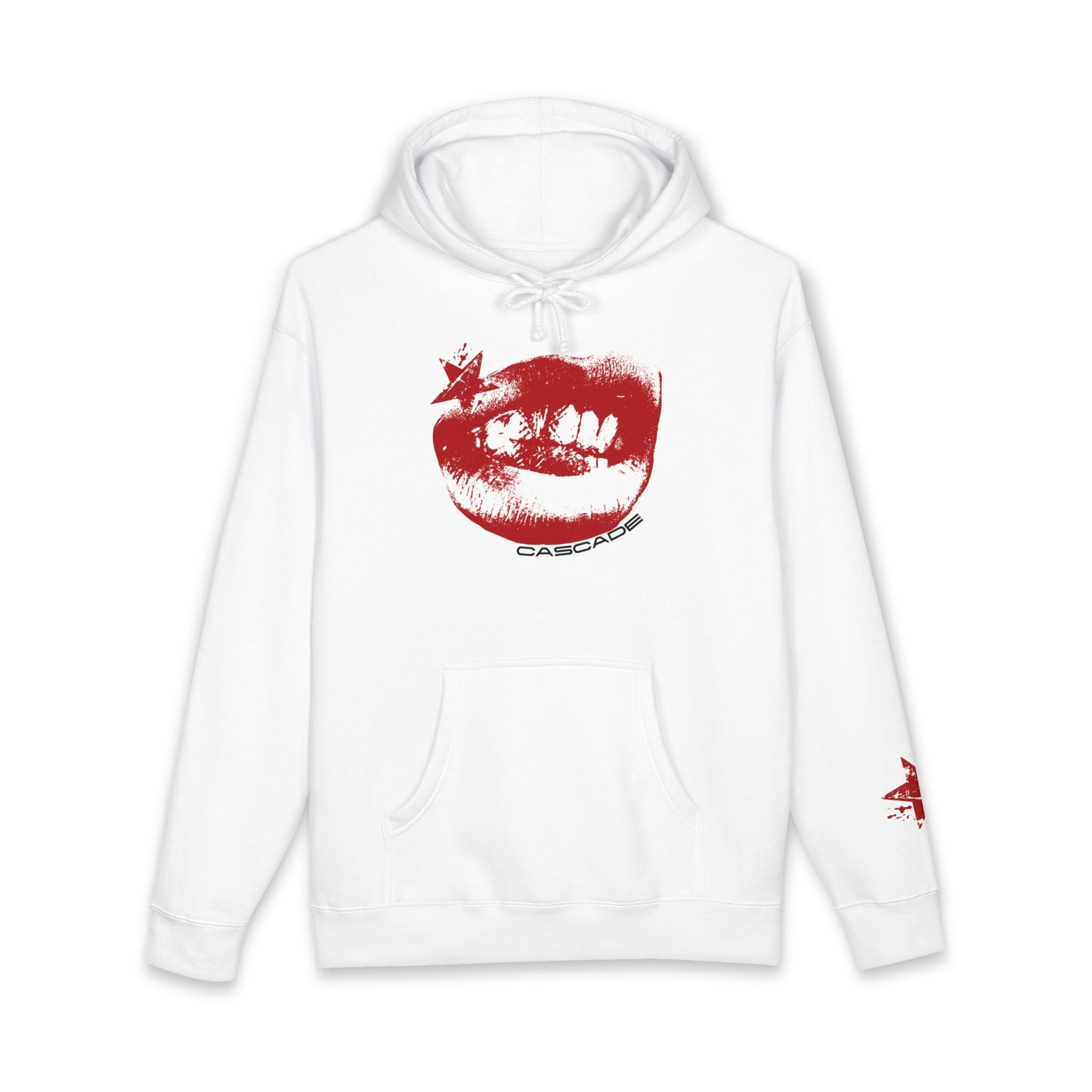 Red Lip Print Hoodie with Star Sleeve