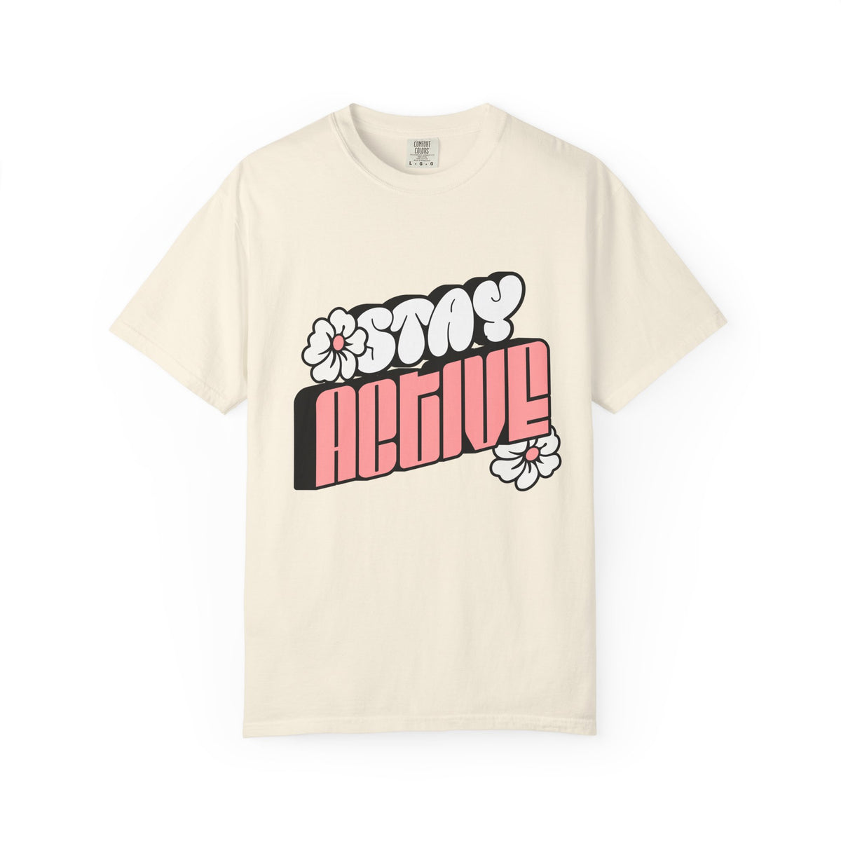 Stay Active Floral Tee — Retro Pink Graphic T-Shirt