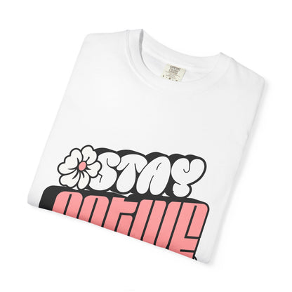 Stay Active Floral Tee — Retro Pink Graphic T-Shirt