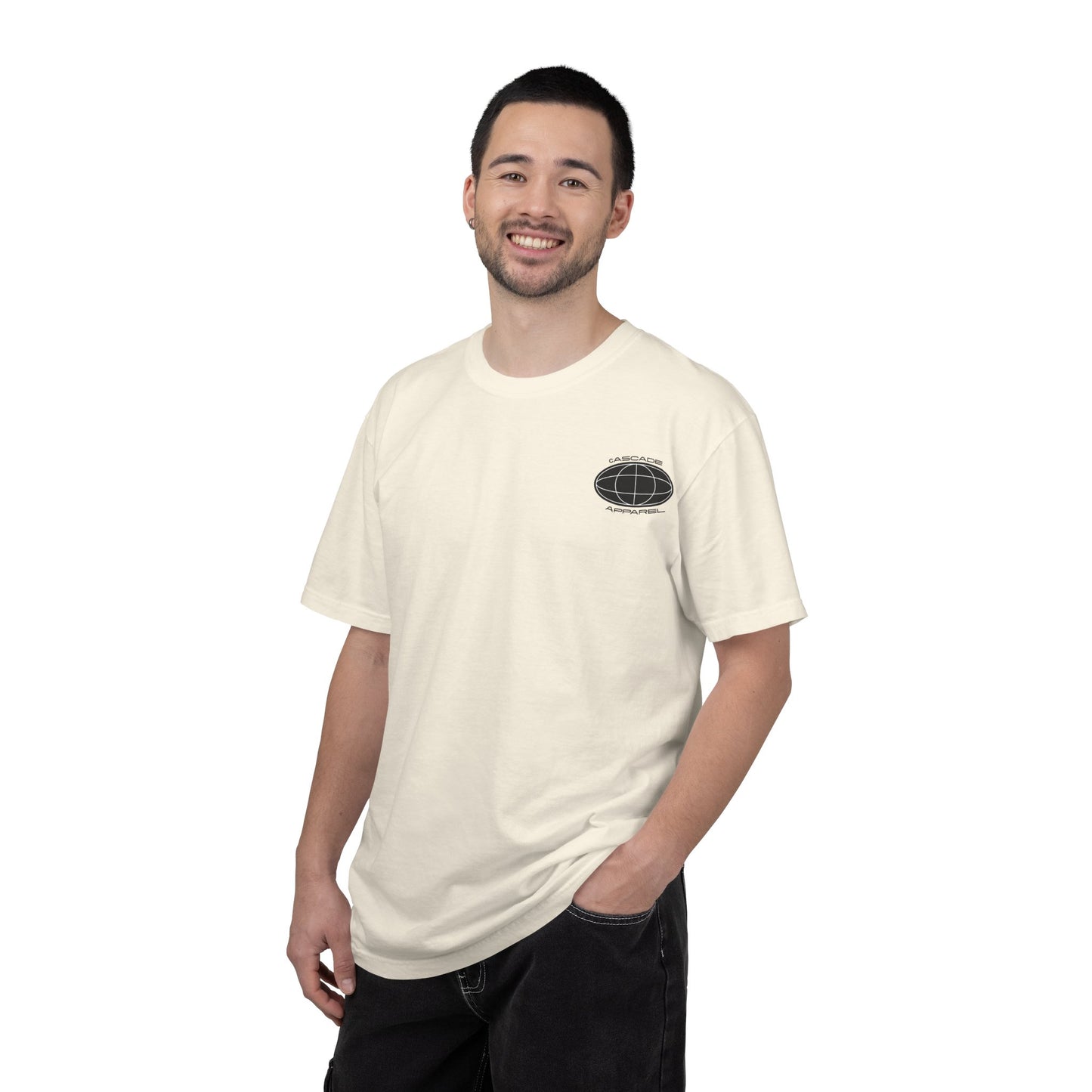 Cascade Apparel Geographic Black & White Logo T‑Shirt