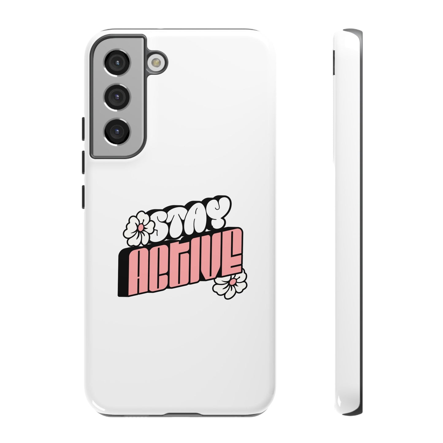 Stay Active Phone Case — Retro Pink Floral Tough Phone Cover