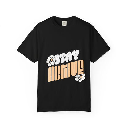 Stay Active Orange Floral Tee — Graphic T-Shirt