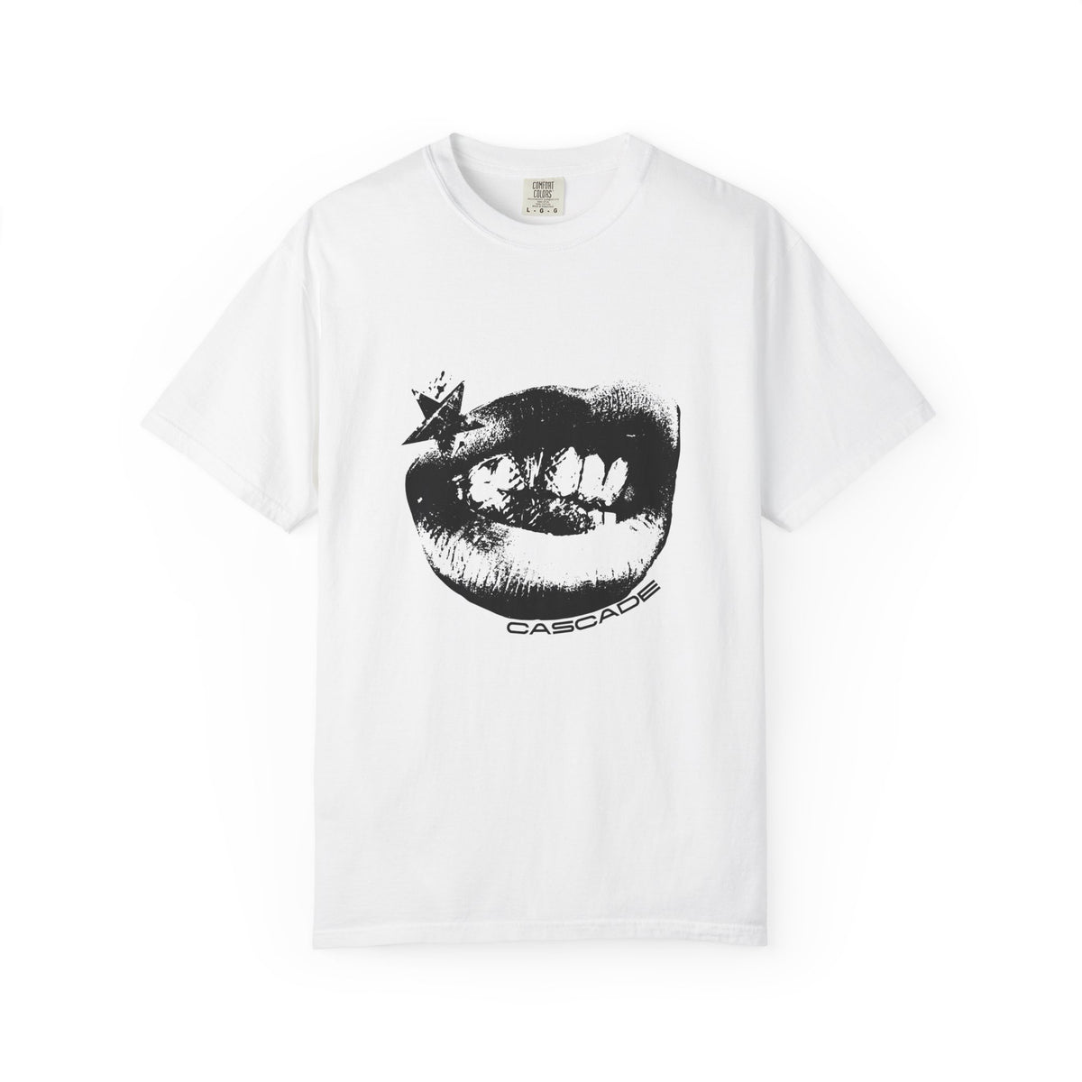 Graphic Tee — Distressed Lip Print 'CASCADE'