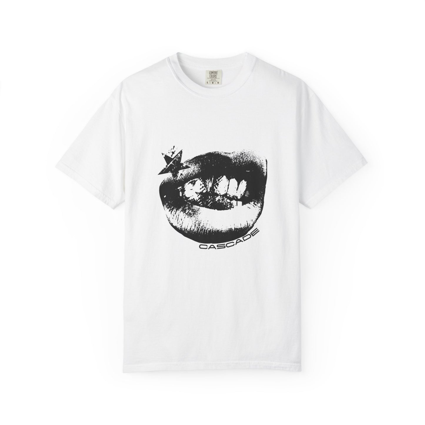 Graphic Tee — Distressed Lip Print 'CASCADE'