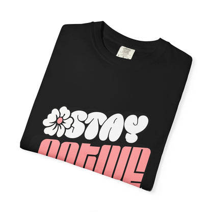 Stay Active Floral Tee — Retro Pink Graphic T-Shirt