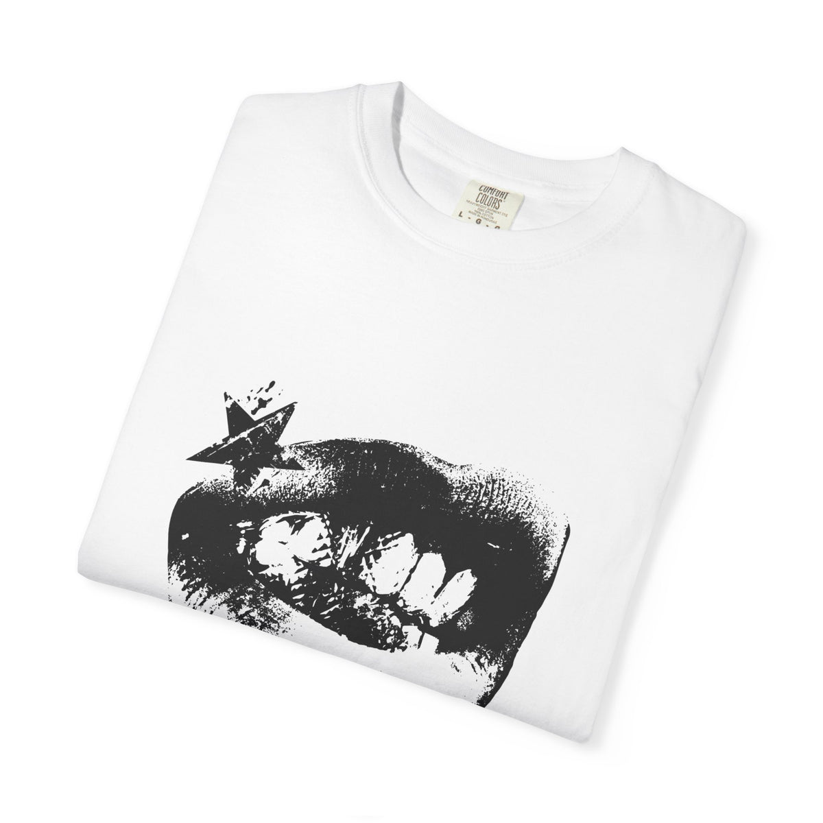 Graphic Tee — Distressed Lip Print 'CASCADE'