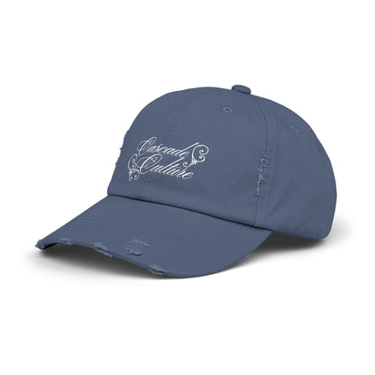 Distressed Embroidered Cap — "Cascade Culture" Script Logo