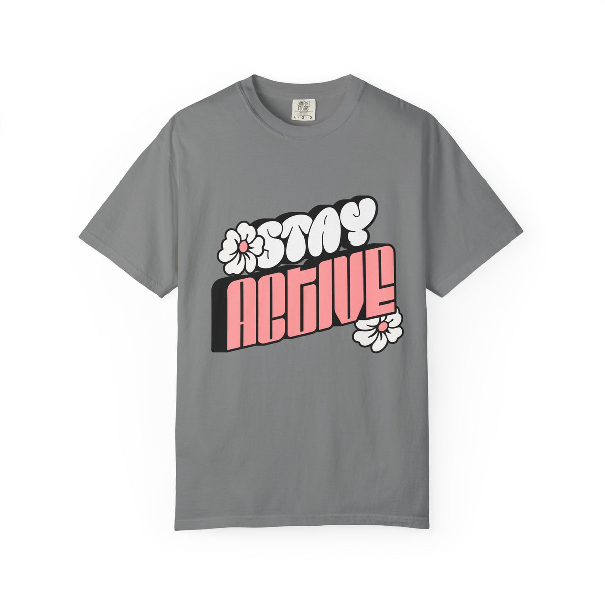 Stay Active Floral Tee — Retro Pink Graphic T-Shirt