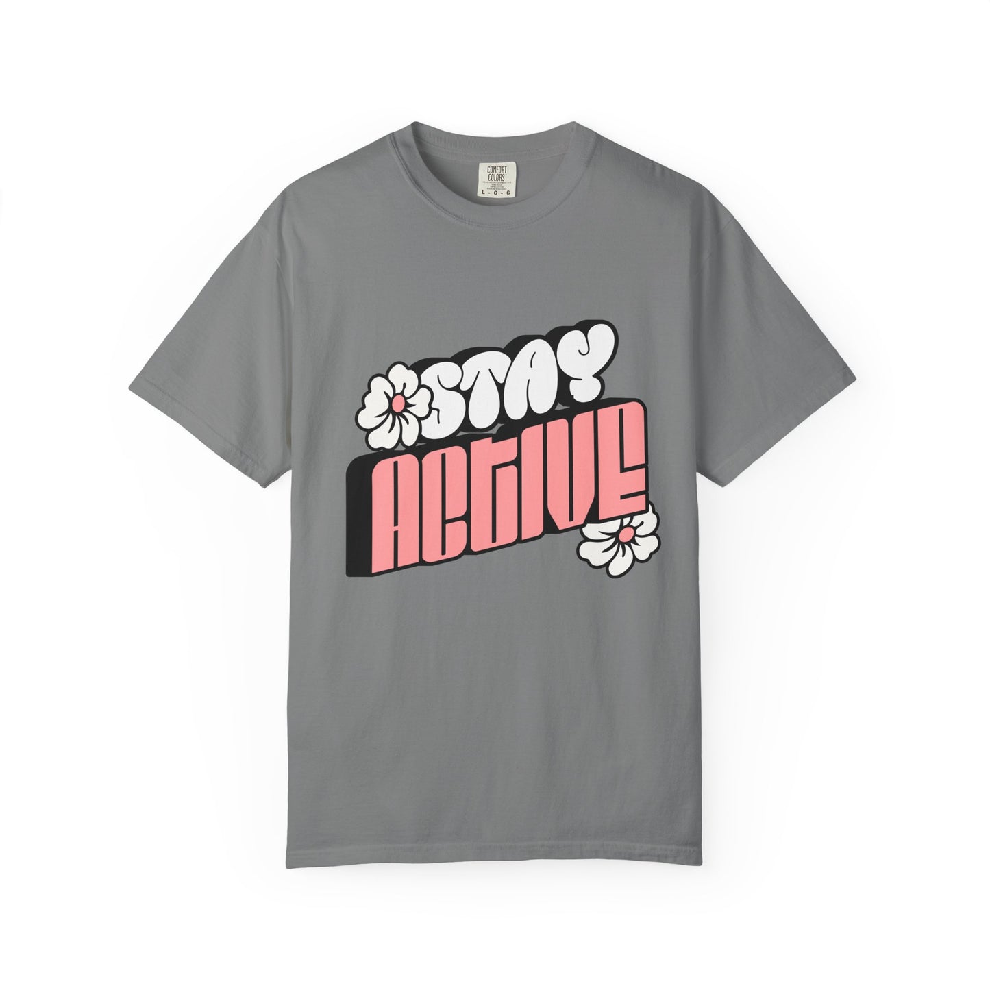 Stay Active Floral Tee — Retro Pink Graphic T-Shirt