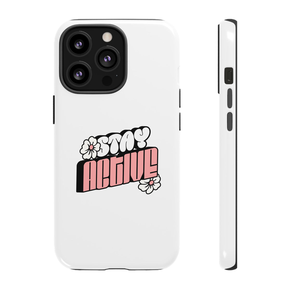 Stay Active Phone Case — Retro Pink Floral Tough Phone Cover