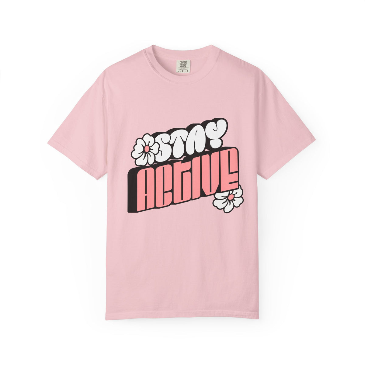Stay Active Floral Tee — Retro Pink Graphic T-Shirt