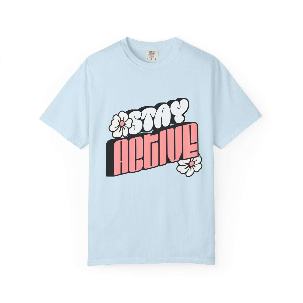 Stay Active Floral Tee — Retro Pink Graphic T-Shirt
